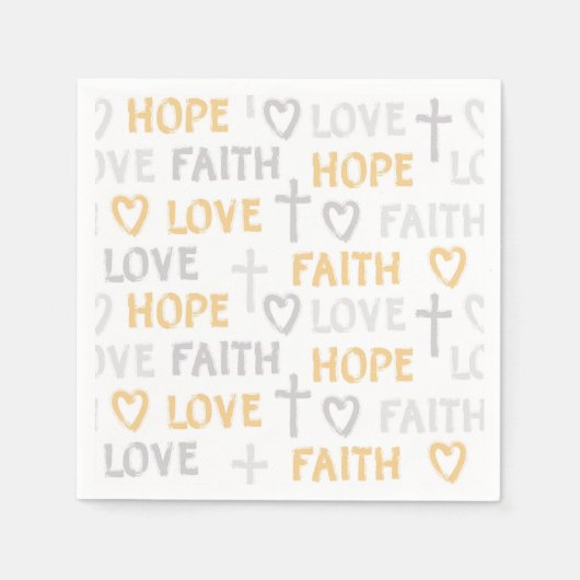 Religieus geloof houdt van hoop goud zilver servet (Voorkant)