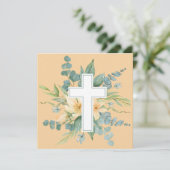 Religieus Gelukkig Pasen Waterverf Bloemen Kruis Kaart (Staand voorkant)