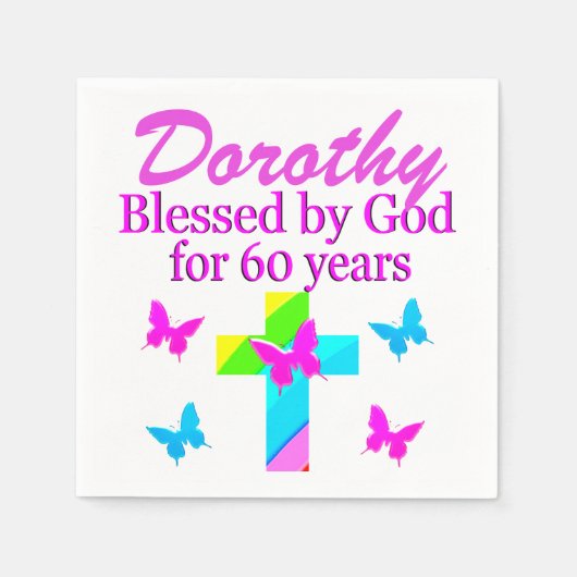 RELIGIEUS GEPERSONALISEERDE 60E VERJAARDAG SERVETT SERVET (Voorkant)