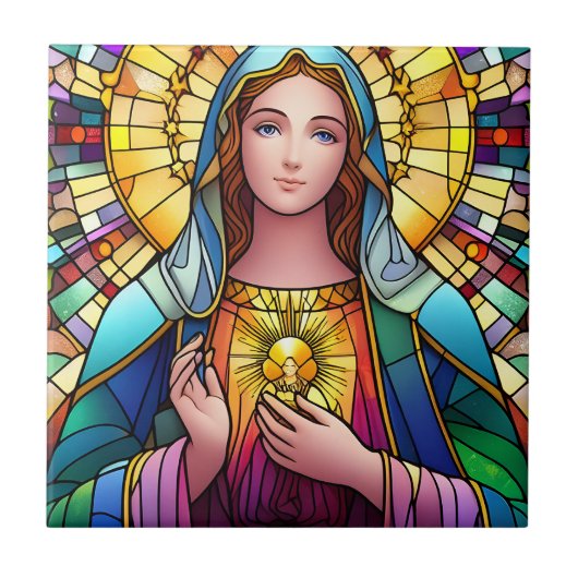 Religieus Glas in lood Tegeltje (Voorkant)