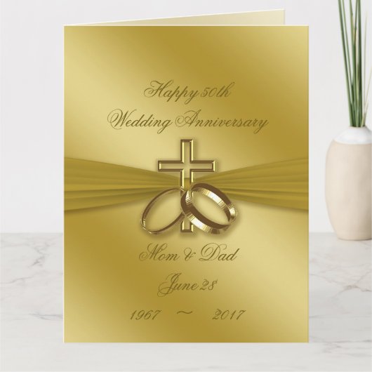 Religieus Golden 50th Wedding Jubileum 8,5 x 11 Kaart (Voorkant)