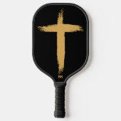 Religieus gouden kruis pickleball paddle (Achterkant)