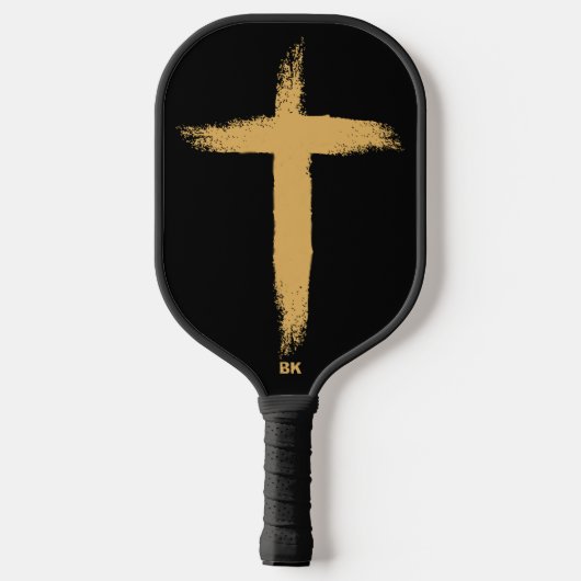 Religieus gouden kruis pickleball paddle (Achterkant)