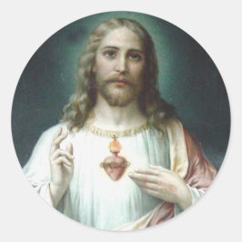 Religieus hart van Jesus Prayer  Classic R Ronde Sticker