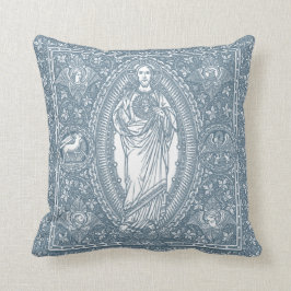 Religieus heilig hart van Jezus Blauw en witte kun Kussen