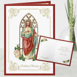 Religieus Heilig Hart van Jezus Bloemenschrift Kaart