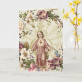 Religieus heilig hart van Jezus Floral Scripts Kaart (Gele Bloem)