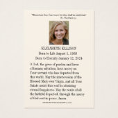 Religieus heilig hart van Jezus Funeral Prayer Visitekaartje (Achterkant)