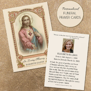 Religieus heilig hart van Jezus Funeral Prayer Visitekaartje