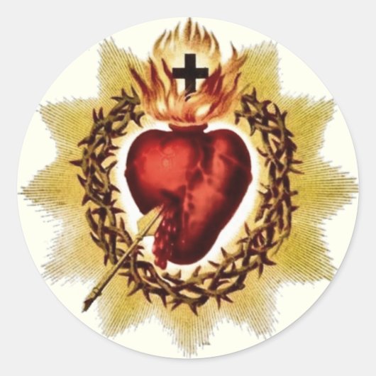 Religieus Heilig Hart van Jezus Katholiek Ronde Sticker (Voorkant)