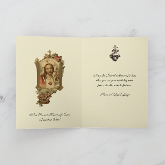 Religieus Heilig Hart van Jezus Katholieke Verjaar Kaart (Binnen)