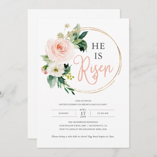 Religieus Hij is Verrezen Pasen Brunch Egg Hunt Kaart (Voorkant / Achterkant)