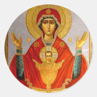 Religieus icoon Heilige Maria en Kind Ronde Sticker