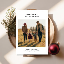 Religieus Jezus Licht van de Wereld Familie Foto Feestdagenkaart