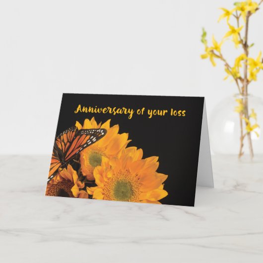 Religieus Jubileum van zonnebloemen met vetvlinder Kaart (Gele Bloem)