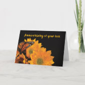 Religieus Jubileum van zonnebloemen met vetvlinder Kaart (Voorkant)