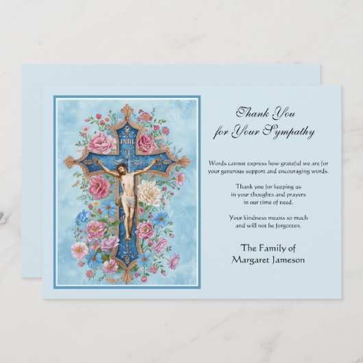 Religieus katholiek condoleances Jezus Funeral Bedankkaart (Voorkant / Achterkant)