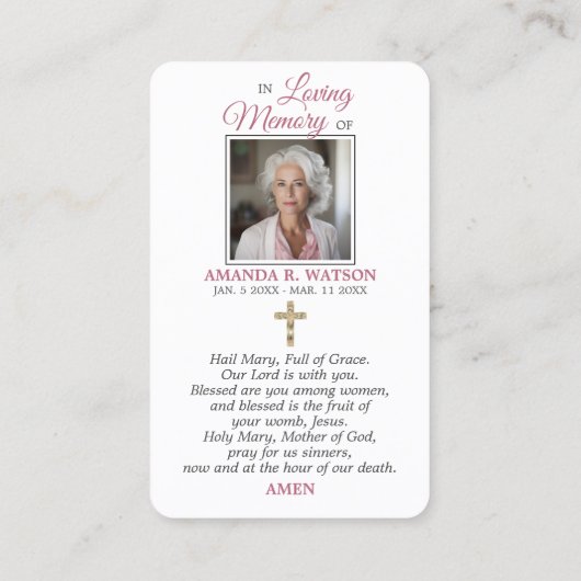 Religieus Katholiek Gebed Maagd Maria Kruis Bloeme Visitekaartje (Achterkant)