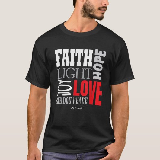 Religieus Katholiek Gebed Vredesgeschenk Sint Fran T-shirt (Voorkant)