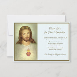 Religieus katholiek heilig hart Jezus condoleances Bedankkaart