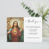 Religieus katholiek heilig hart Jezus condoleances Bedankkaart (Staand voorkant)