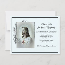 Religieus katholiek heilig hart Jezus condoleances Bedankkaart