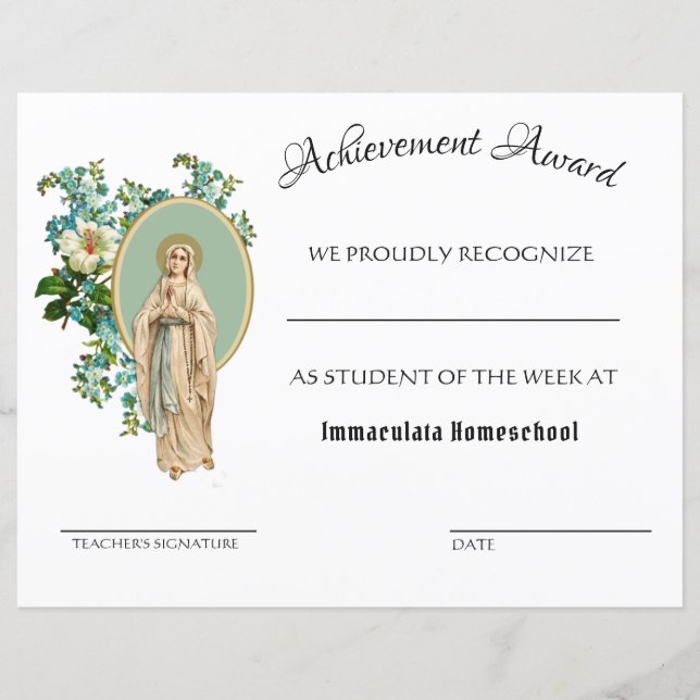 Religieus katholiek onderwijs-certificaat (Voorkant)