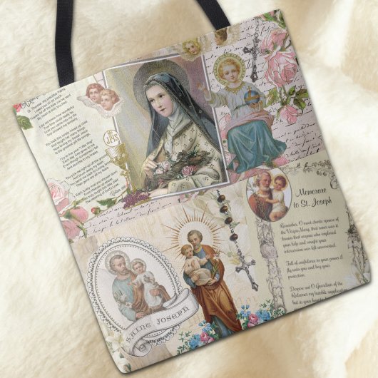 Religieus katholiek St Joseph Therese Collage Tote Bag