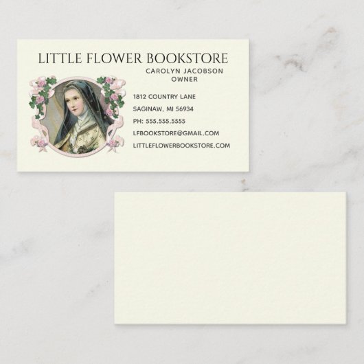 Religieus katholiek St. Therese Little Flower Roze Visitekaartje (Voorkant / Achterkant)