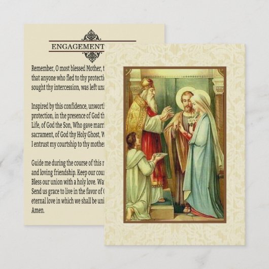 Religieus katholiek Verloving gebed (Voorkant / Achterkant)