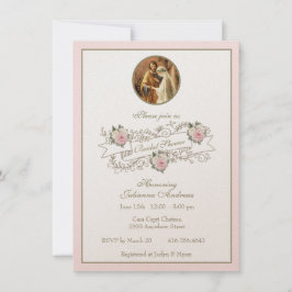 Religieus katholiek Vrijgezellenfeest Roze Floral  Kaart