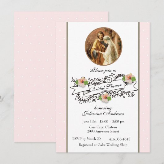 Religieus katholiek Vrijgezellenfeest Roze Floral Kaart (Voorkant / Achterkant)