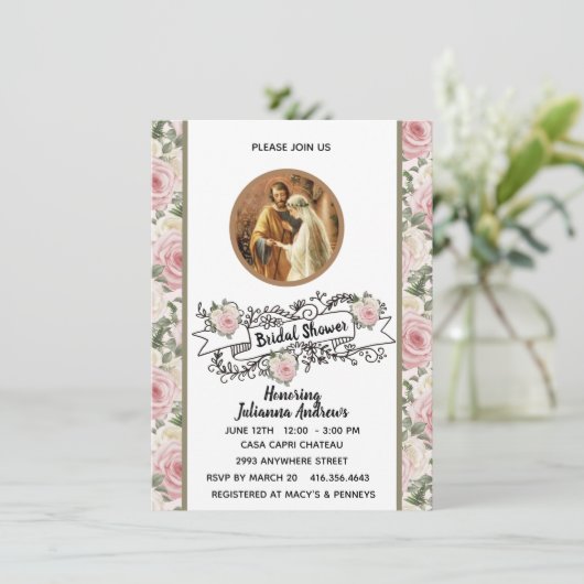 Religieus katholiek Vrijgezellenfeest Rozen Rozen Kaart (Staand voorkant)