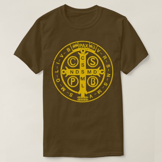 Religieus katholieke St Benedict-medaille T-shirt (Design voorkant)
