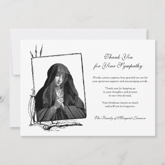 Religieus katholieke verslaafde Maagd Maria condol Bedankkaart (Voorkant)