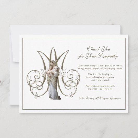 Religieus katholieke verslaafde Maagd Maria condol Bedankkaart (Voorkant)