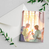 Religieus kerkgebed | Waterverf handgemaakt Feestdagenkaart