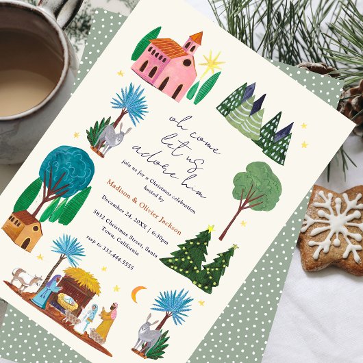 Religieus Kerst Kribbe Feest Kaart