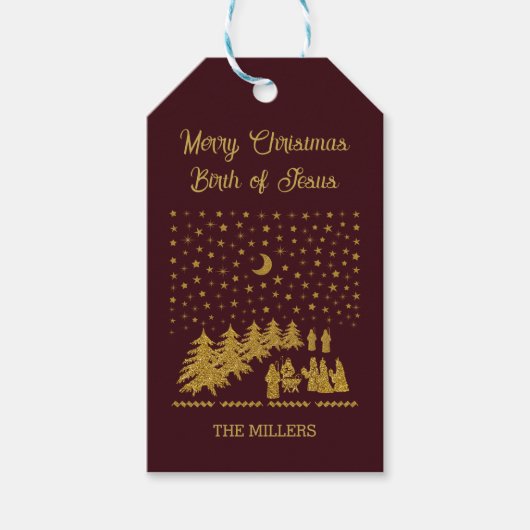 Religieus Kerstfeest, Geboorte van Jezus Cadeaulabel (Voorkant)