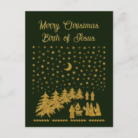 Religieus Kerstfeest, Geboorte van Jezus Feestdagenkaart (Voorkant)
