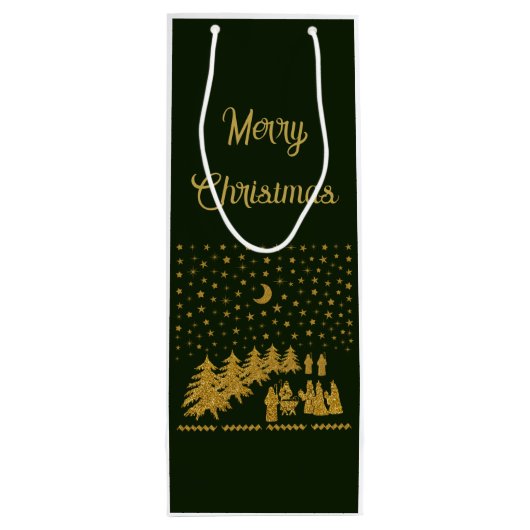 Religieus Kerstfeest, Geboorte van Jezus Wijn Cadeautas (Achterkant)