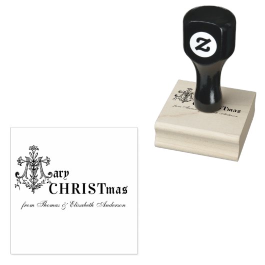Religieus Kerstmis Marian Cross Katholiek Rubberstempel (Gestempeld)