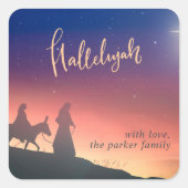 Religieus Kleurrijke Waterverf Elegant Kerstmis Vierkante Sticker (Voorkant)