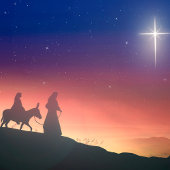 Religieus Kleurrijke Waterverf Elegant Kerstmis Vierkante Sticker