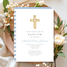 Religieus kruis babyblauw schrifttype jongensdoop