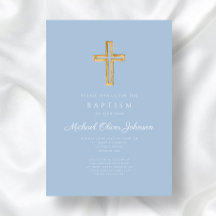 Religieus kruis babyblauw schrifttype jongensdoop