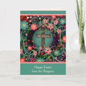 Religieus kruis Bloemen Gelukkig Pasen Hij is Verr Kaart (Voorkant)