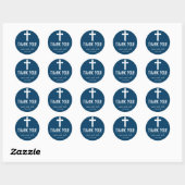 Religieus kruis dank je labels (marine blauw/wit) (Vel)