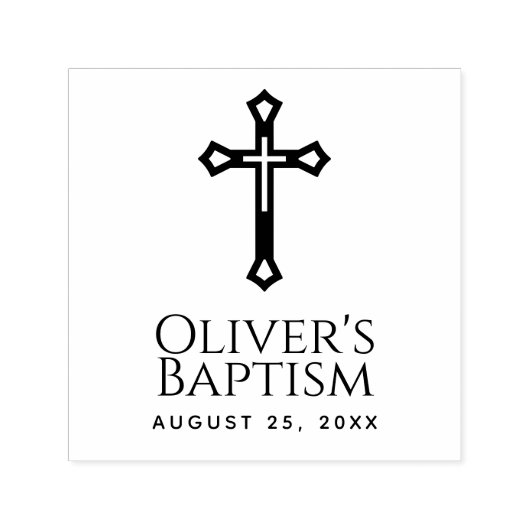 Religieus Kruis Doop Doopsel Aangepaste Naam Zelfinktende Stempel (Design)