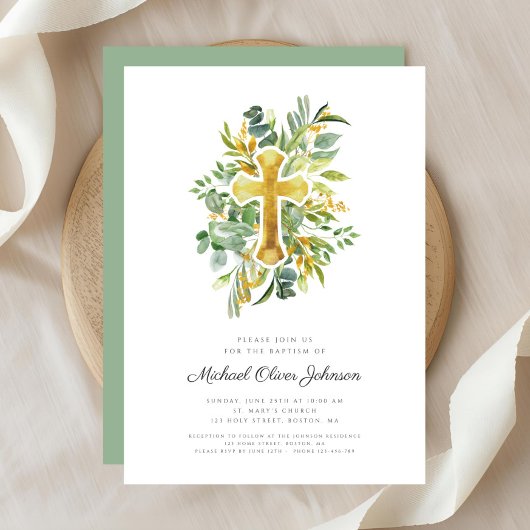 Religieus Kruis Groen Blauwgroene Doop Kaart